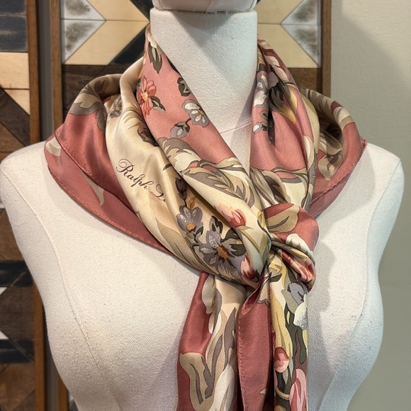 Vintage Ralph Lauren Silk Floral Scarf One Size - Picture 2 of 5